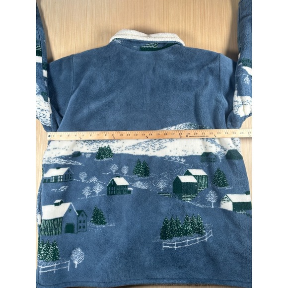 Vintage 90s St. John's Bay Fleece Jacket Womens 2X Blue Hillside All Over Print - Picture 3 of 4